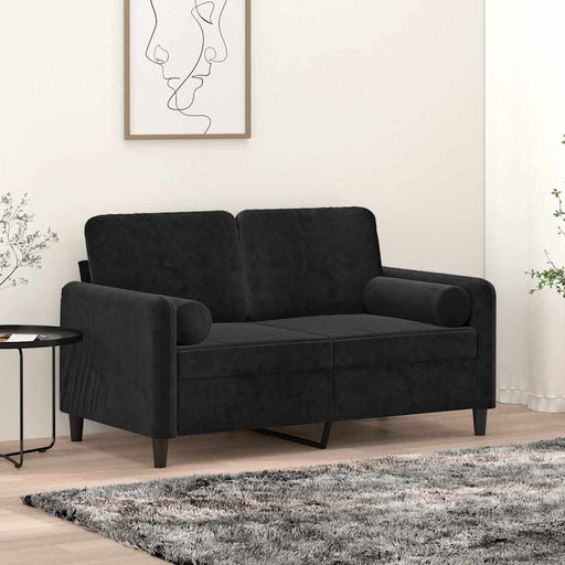 Canapea cu 2 locuri cu pernuțe, negru, 120 cm, catifea - WALTI WALTI