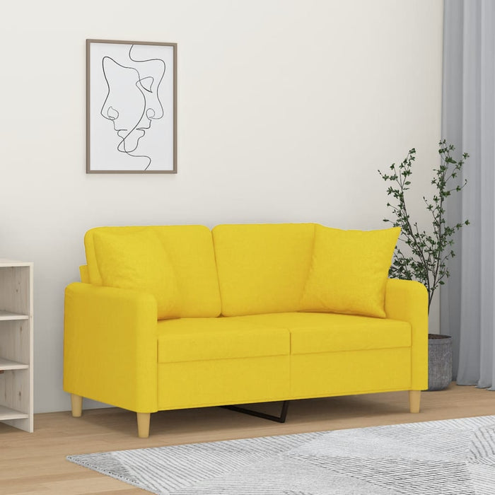 Canapea cu 2 locuri cu pernuțe, galben deschis, 120 cm, textil - WALTI WALTI