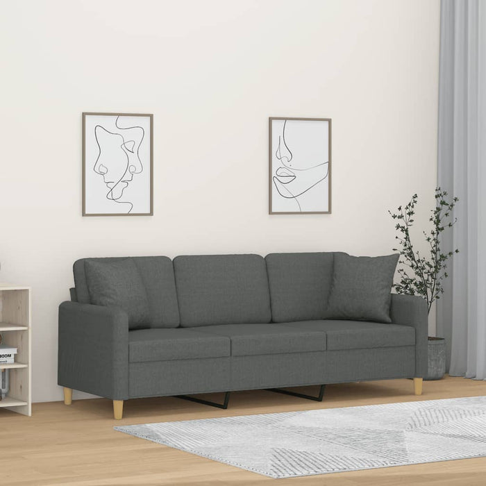 Canapea cu 3 locuri cu pernuțe, gri închis, 180 cm, textil - WALTI WALTI