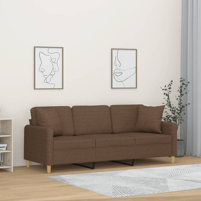 Canapea cu 3 locuri cu pernuțe, maro, 180 cm, textil WALTI