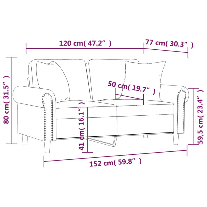 Canapea cu 2 locuri cu pernuțe, cappuccino, 120 cm, piele eco. - WALTI WALTI