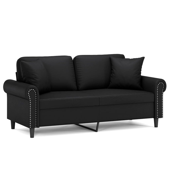Canapea cu 2 locuri cu pernuțe, negru, 140 cm, piele ecologică - WALTI WALTI