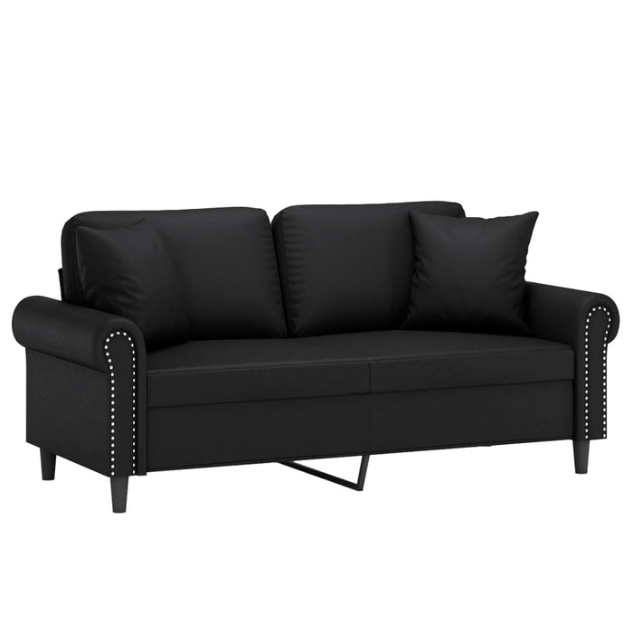 Canapea cu 2 locuri cu pernuțe, negru, 140 cm, piele ecologică - WALTI WALTI