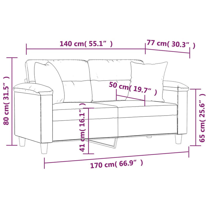 Canapea cu 2 locuri, cu perne, gri taupe, 140 cm, microfibră - WALTI WALTI