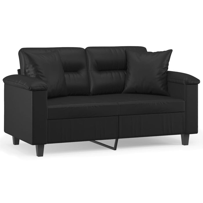 Canapea cu 2 locuri cu pernuțe, negru, 120 cm, piele ecologică - WALTI WALTI