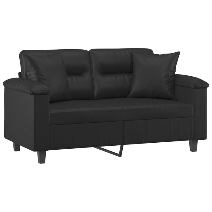 Canapea cu 2 locuri cu pernuțe, negru, 120 cm, piele ecologică - WALTI WALTI
