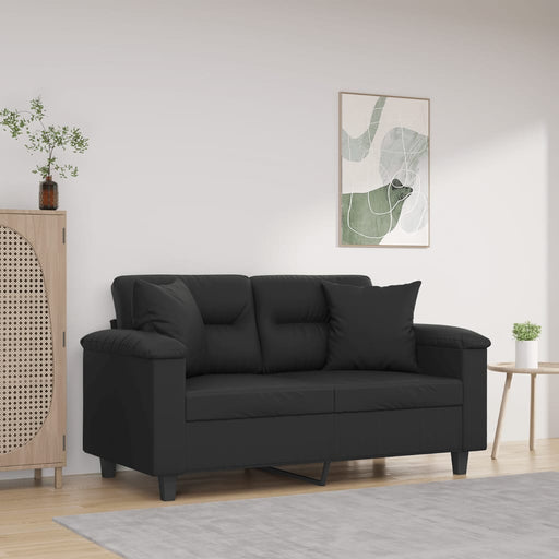 Canapea cu 2 locuri cu pernuțe, negru, 120 cm, piele ecologică - WALTI WALTI