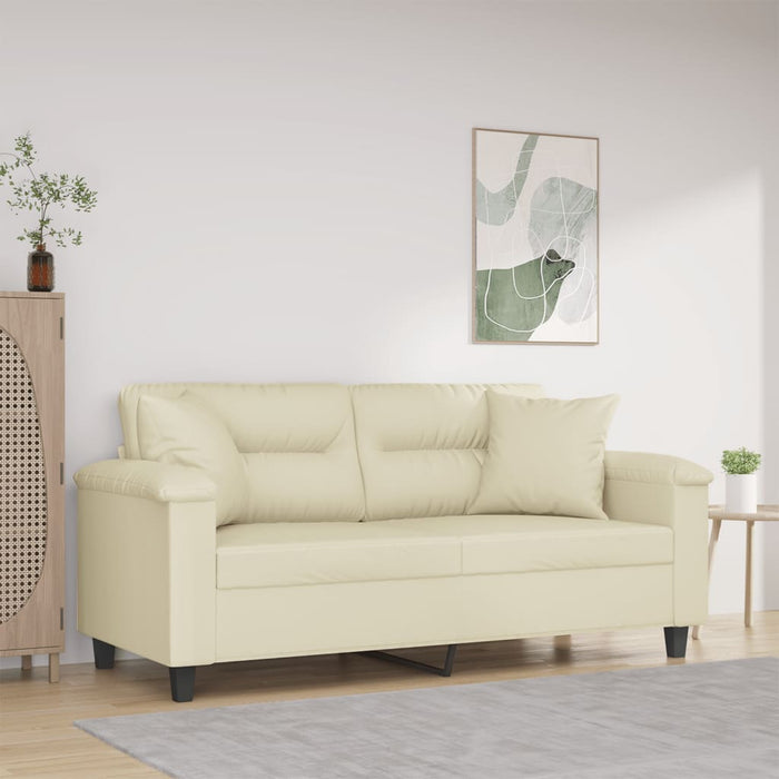 Canapea cu 2 locuri cu pernuțe, crem, 140 cm, piele ecologică - WALTI WALTI