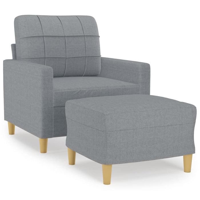 Fotoliu canapea cu taburet, gri deschis, 60 cm, textil - WALTI WALTI