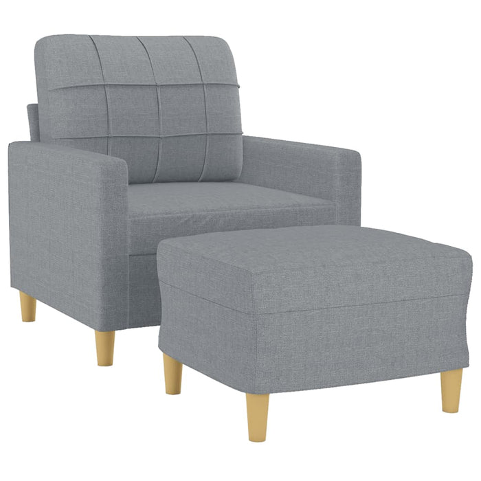 Fotoliu canapea cu taburet, gri deschis, 60 cm, textil - WALTI WALTI