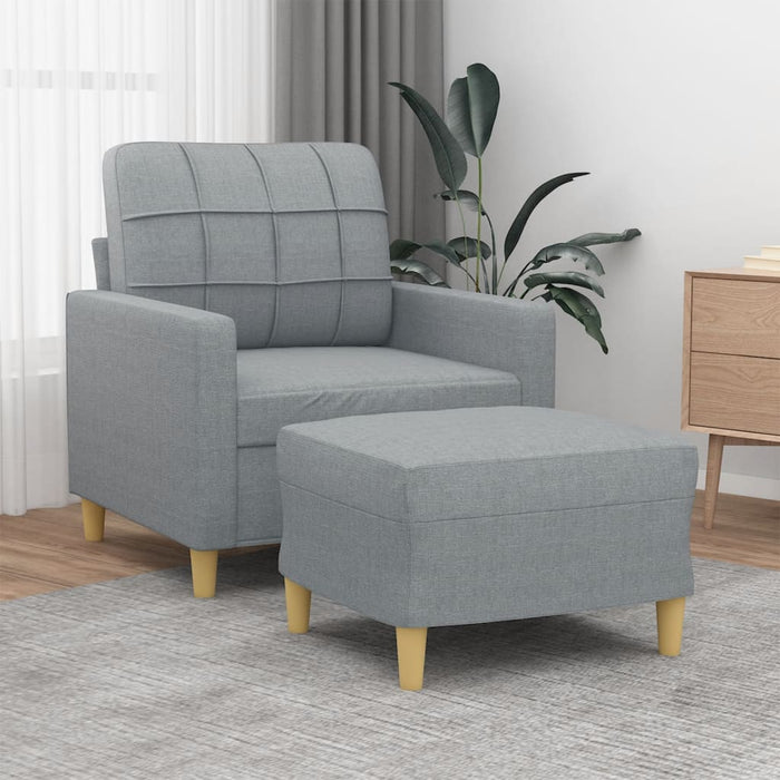 Fotoliu canapea cu taburet, gri deschis, 60 cm, textil - WALTI WALTI