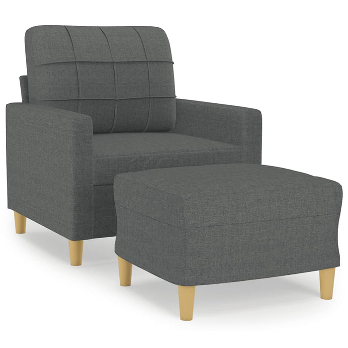Fotoliu canapea cu taburet, gri închis, 60 cm, textil - WALTI WALTI