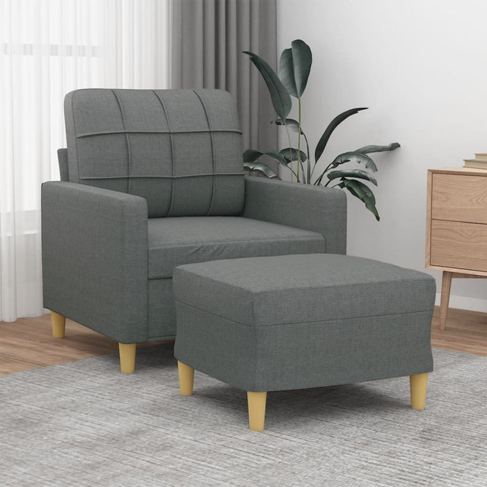 Fotoliu canapea cu taburet, gri închis, 60 cm, textil - WALTI WALTI