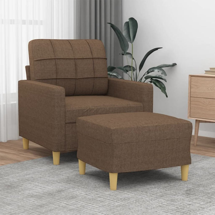Fotoliu canapea cu taburet, maro, 60 cm, material textil - WALTI WALTI