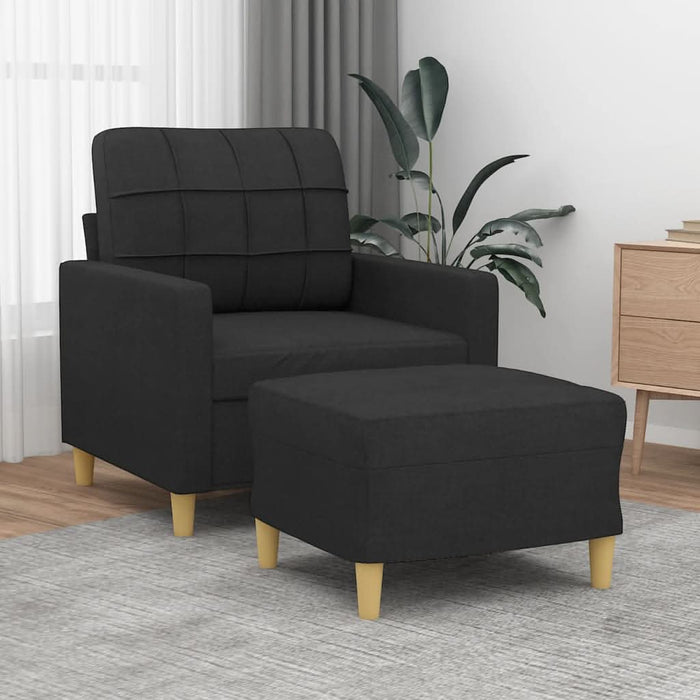 Fotoliu canapea cu taburet, negru, 60 cm, material textil - WALTI WALTI