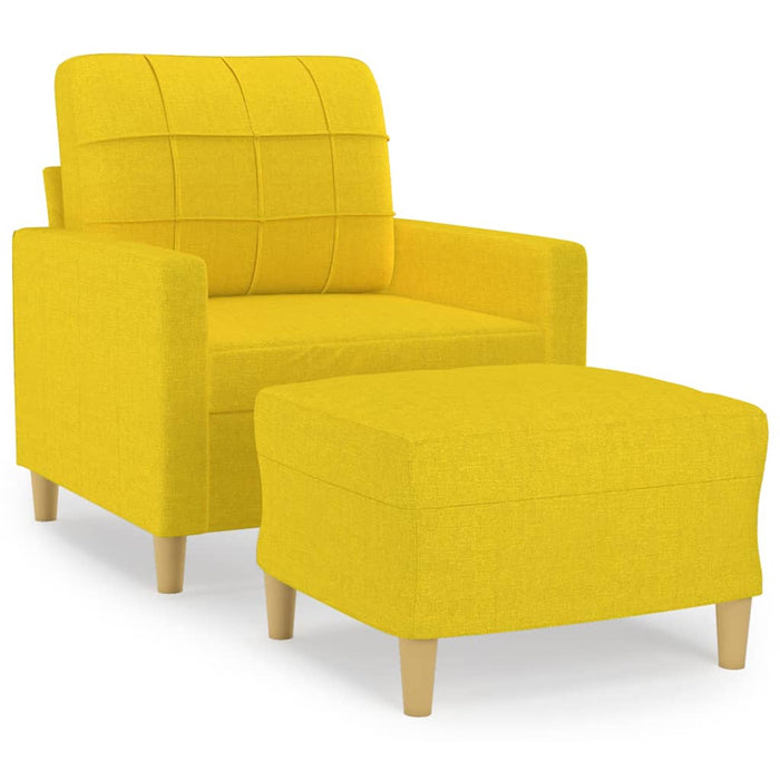 Fotoliu canapea cu taburet, galben deschis, 60 cm, textil WALTI