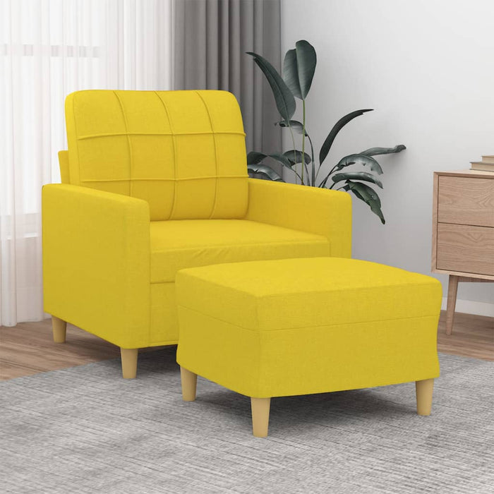 Fotoliu canapea cu taburet, galben deschis, 60 cm, textil WALTI