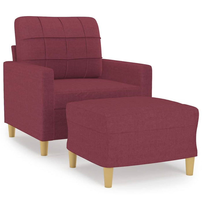Fotoliu canapea cu taburet, roșu vin, 60 cm, material textil - WALTI WALTI