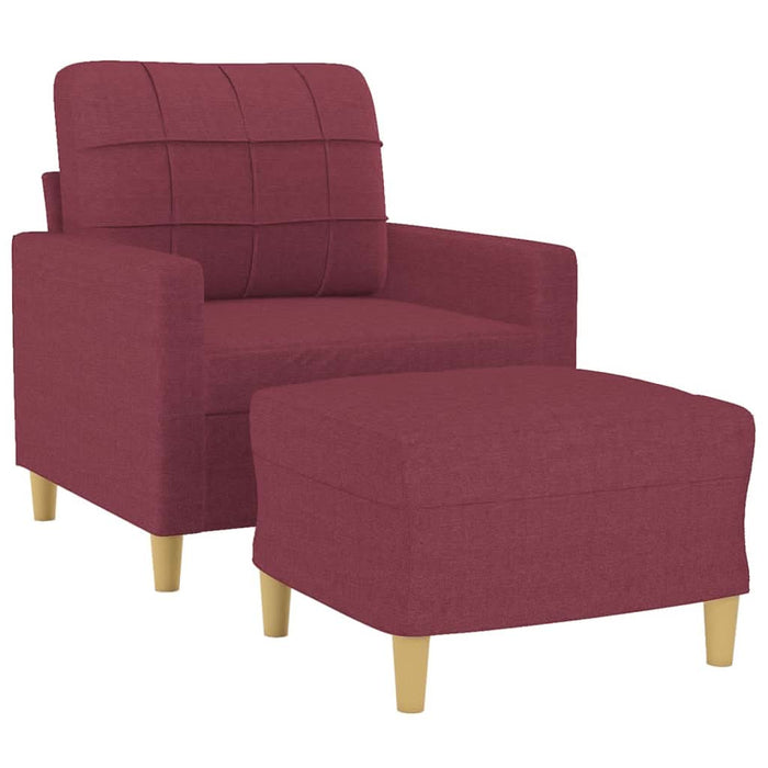 Fotoliu canapea cu taburet, roșu vin, 60 cm, material textil - WALTI WALTI