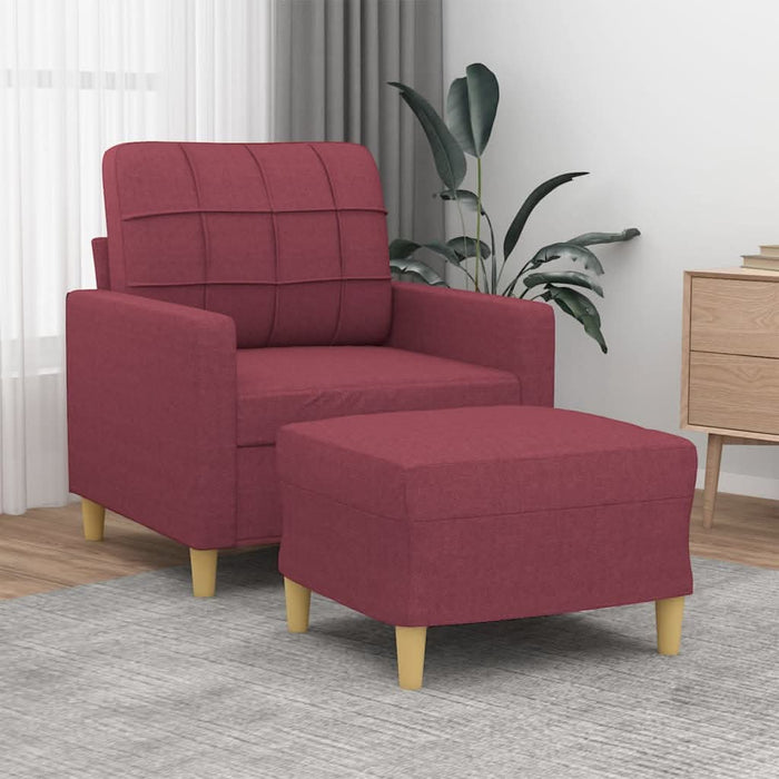 Fotoliu canapea cu taburet, roșu vin, 60 cm, material textil - WALTI WALTI