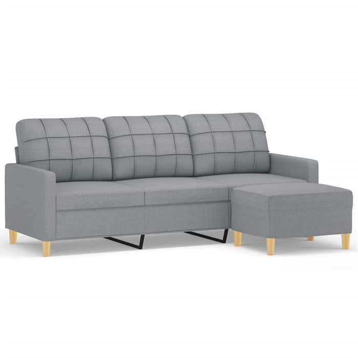 Canapea cu 3 locuri și taburet, gri deschis, 180 cm, textil WALTI