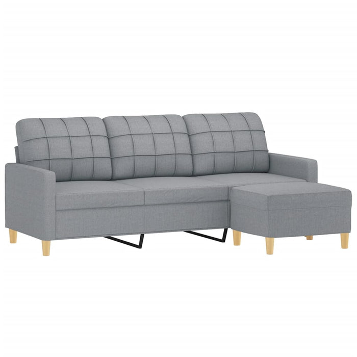 Canapea cu 3 locuri și taburet, gri deschis, 180 cm, textil WALTI