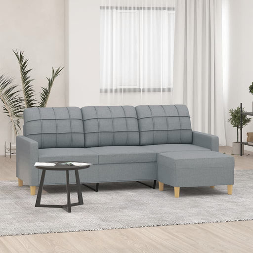 Canapea cu 3 locuri și taburet, gri deschis, 180 cm, textil - WALTI WALTI