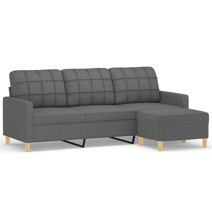 Canapea cu 3 locuri și taburet, gri închis, 180 cm, textil WALTI