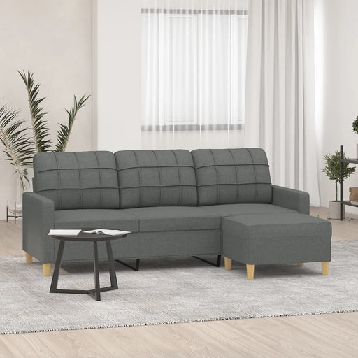 Canapea cu 3 locuri și taburet, gri închis, 180 cm, textil - WALTI WALTI
