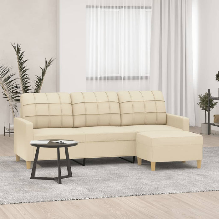 Canapea cu 3 locuri cu taburet, crem, 180 cm, material textil - WALTI WALTI