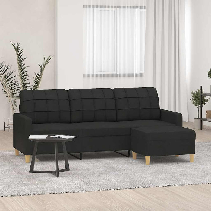 Canapea cu 3 locuri cu taburet, negru, 180 cm, material textil - WALTI WALTI