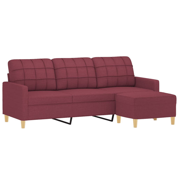 Canapea cu 3 locuri și taburet, roșu vin, 180 cm, textil - WALTI WALTI