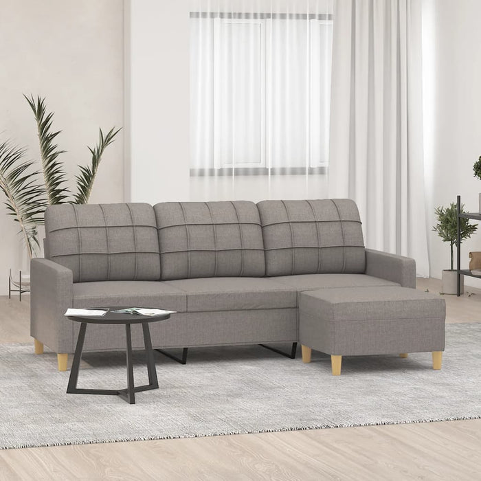 Canapea cu 3 locuri și taburet, taupe, 180 cm, material textil - WALTI WALTI