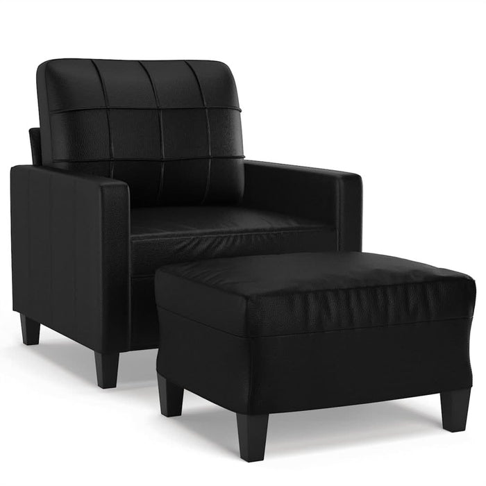 Fotoliu canapea cu taburet, negru, 60 cm, piele ecologică - WALTI WALTI