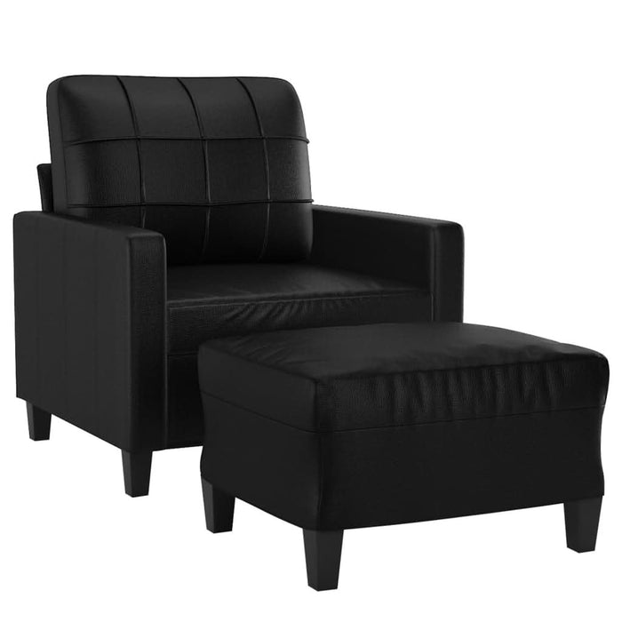 Fotoliu canapea cu taburet, negru, 60 cm, piele ecologică - WALTI WALTI