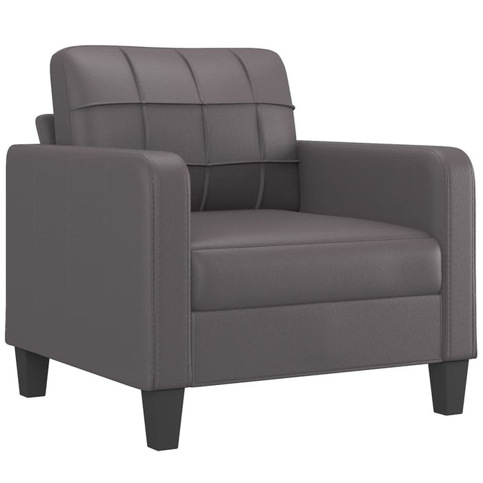 Fotoliu canapea cu taburet, gri, 60 cm, piele ecologică - WALTI WALTI