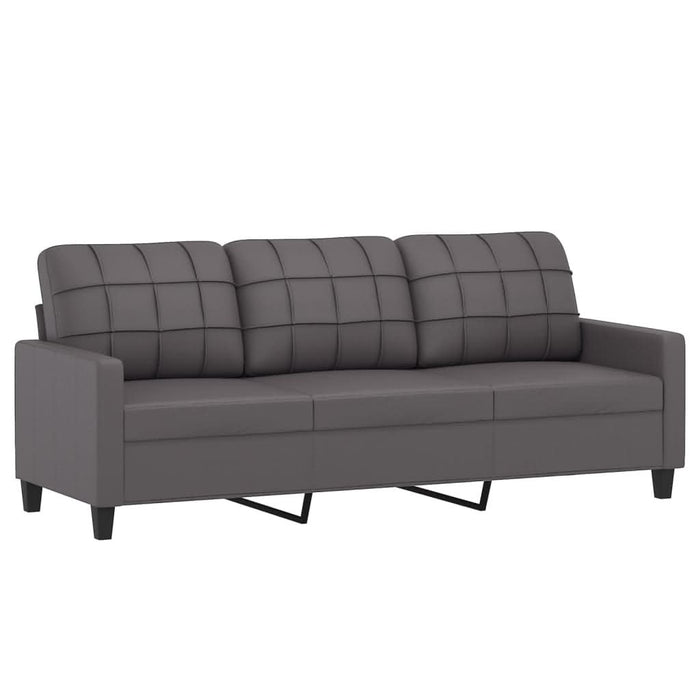Canapea cu 3 locuri și taburet, gri, 180 cm, piele ecologică - WALTI WALTI
