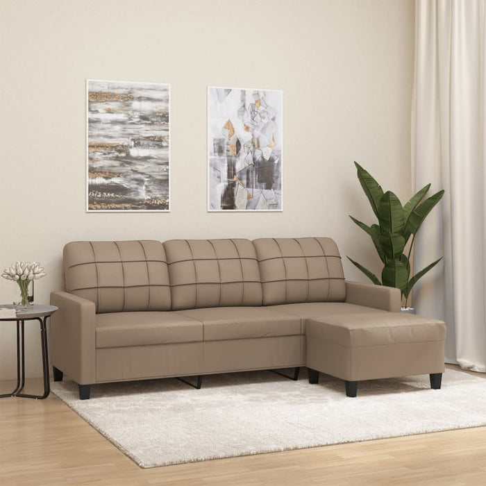 Canapea cu 3 locuri / taburet cappuccino 180 cm piele ecologică - WALTI WALTI