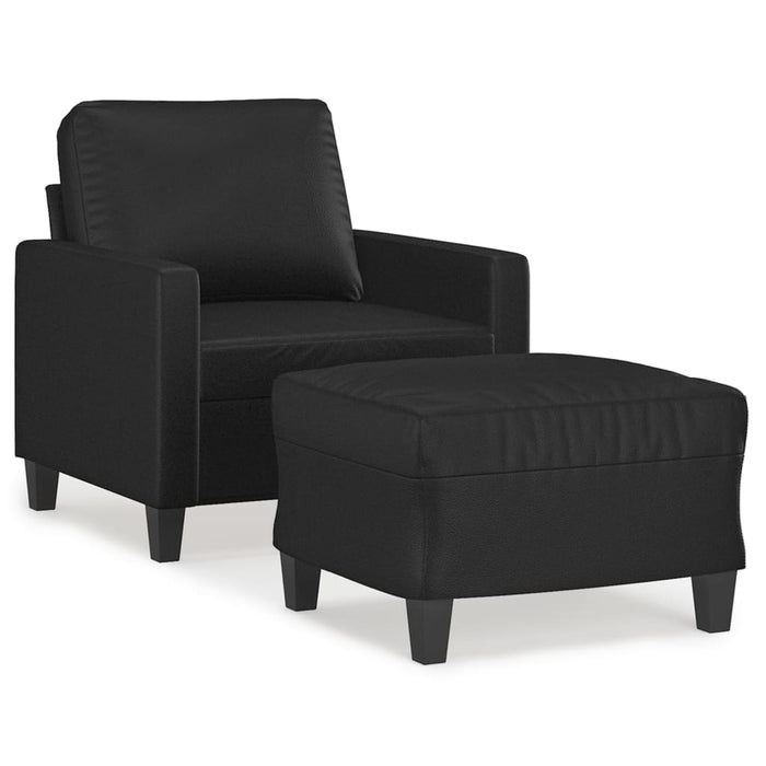 Fotoliu canapea cu taburet, negru, 60 cm, piele ecologică - WALTI WALTI