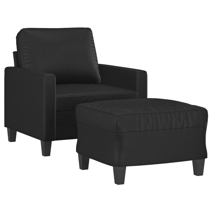 Fotoliu canapea cu taburet, negru, 60 cm, piele ecologică - WALTI WALTI