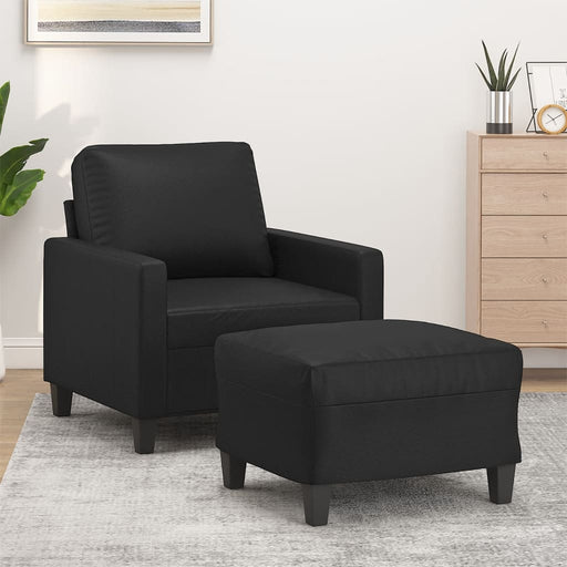 Fotoliu canapea cu taburet, negru, 60 cm, piele ecologică - WALTI WALTI