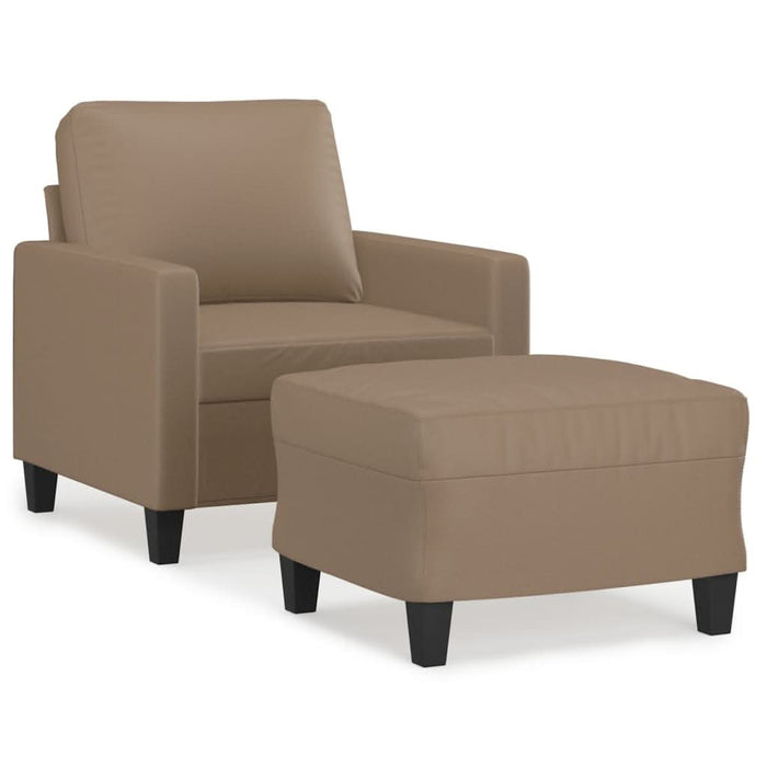 Fotoliu canapea cu taburet, cappuccino, 60 cm, piele ecologică - WALTI WALTI