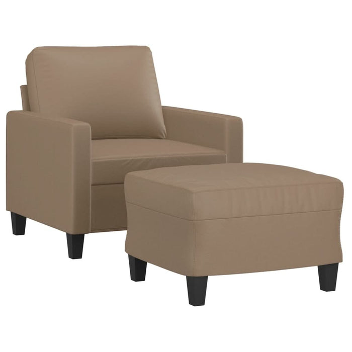 Fotoliu canapea cu taburet, cappuccino, 60 cm, piele ecologică - WALTI WALTI