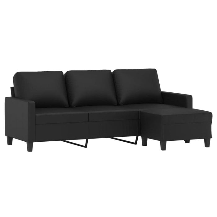 Canapea cu 3 locuri și taburet, negru, 180 cm, piele ecologică - WALTI WALTI