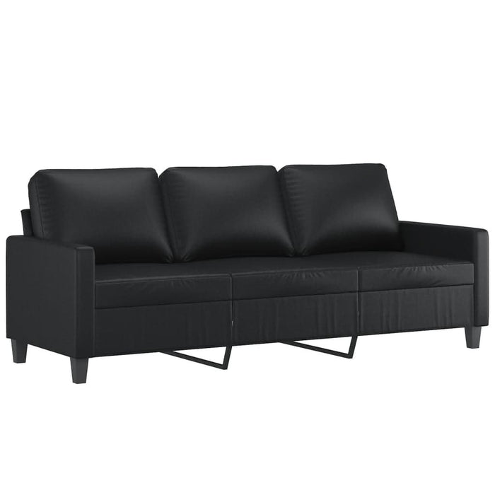 Canapea cu 3 locuri și taburet, negru, 180 cm, piele ecologică - WALTI WALTI