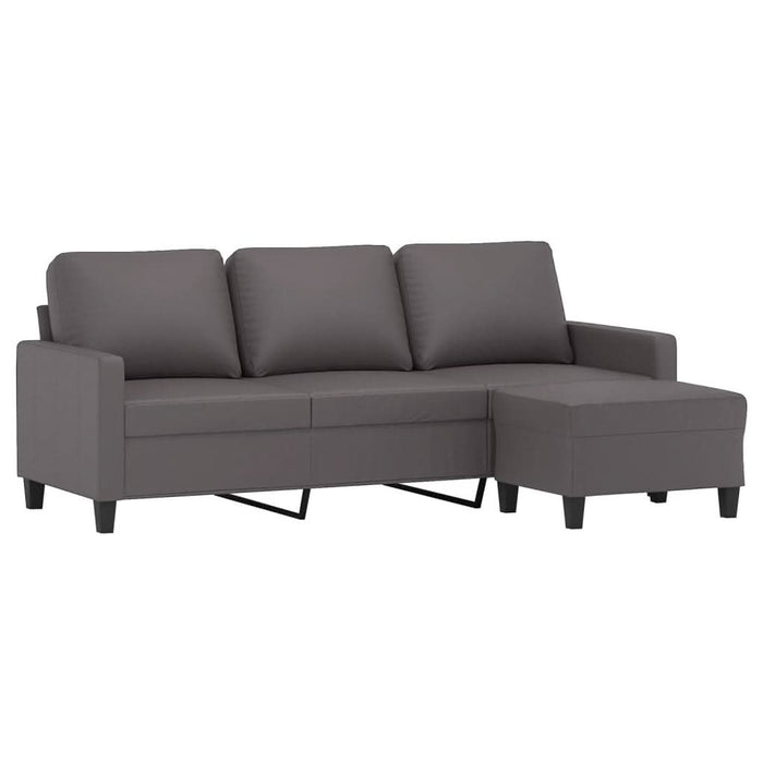 Canapea cu 3 locuri și taburet, gri, 180 cm, piele ecologică - WALTI WALTI