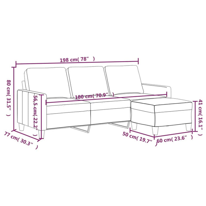 Canapea cu 3 locuri / taburet cappuccino 180 cm piele ecologică - WALTI WALTI
