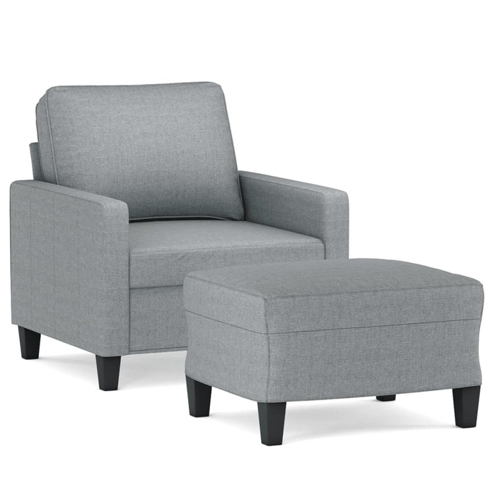 Fotoliu canapea cu taburet, gri deschis, 60 cm, textil WALTI