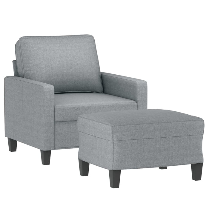 Fotoliu canapea cu taburet, gri deschis, 60 cm, textil WALTI