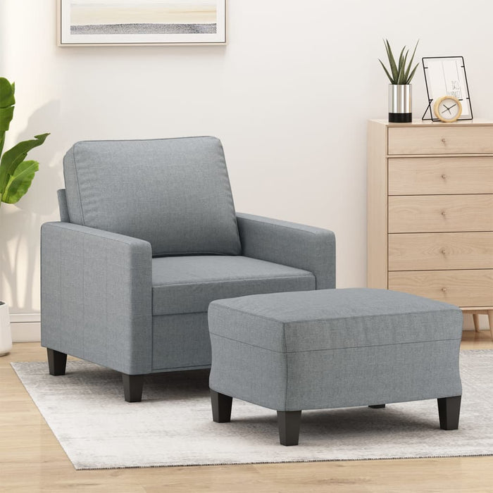 Fotoliu canapea cu taburet, gri deschis, 60 cm, textil WALTI